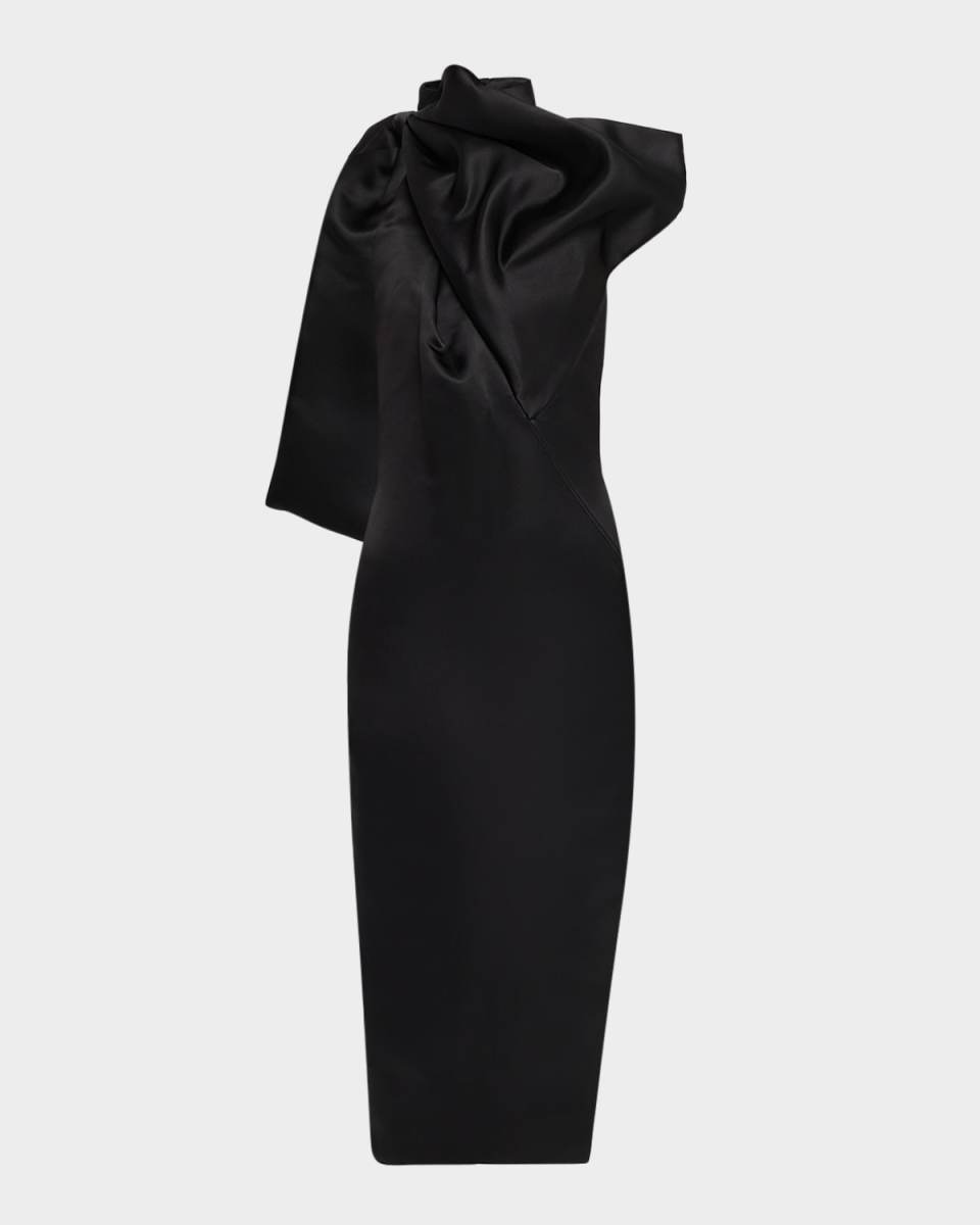 Big Bow Satin Backless Halter Midi Dress